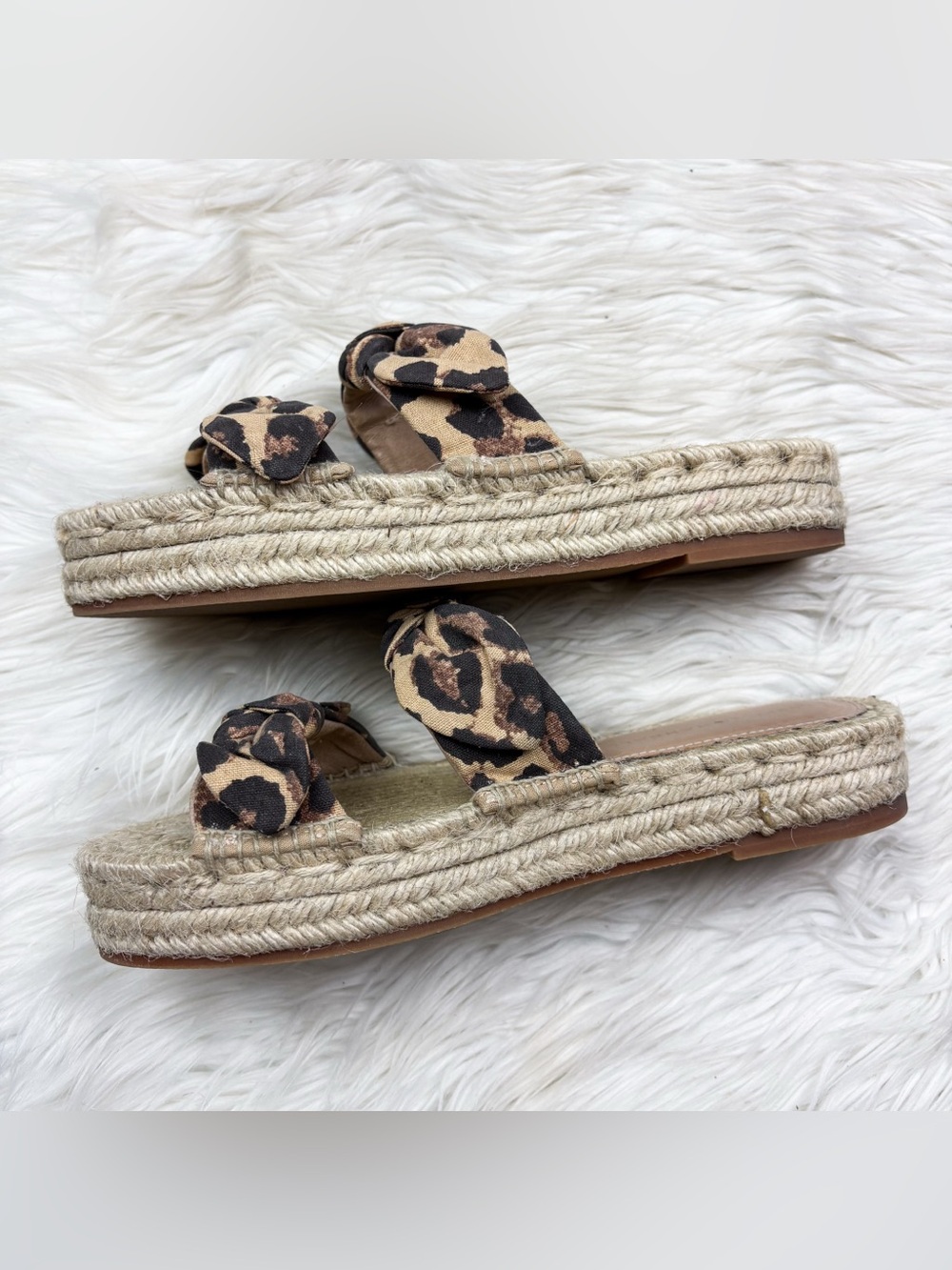 Loeffler Randall Leopard Print Bow Espadrille Slide - Cream, Brown, Black - Picture 5 of 10
